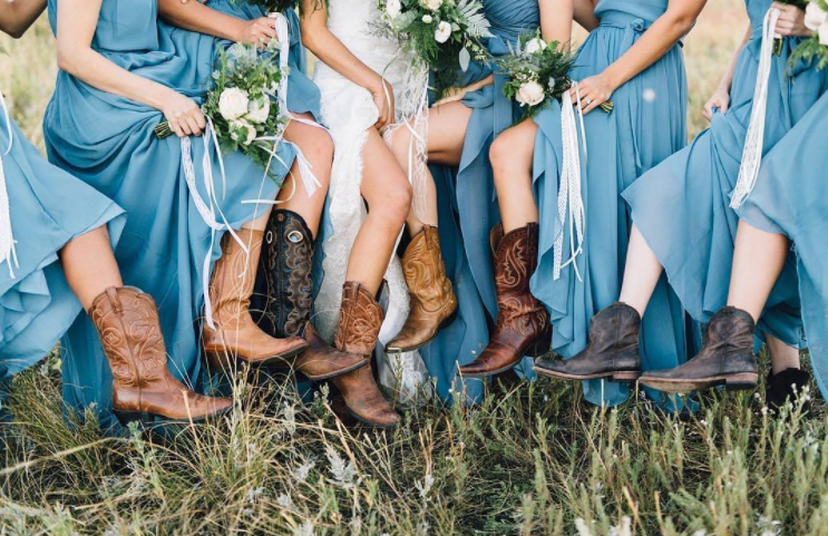 bridesmaids with cowgirl boots