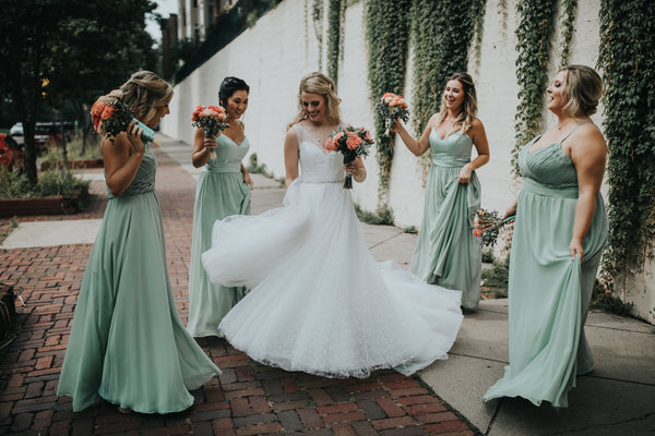 green grey bridesmaid dresses