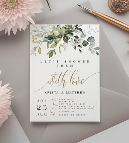 Greenery Couples Shower Invitation