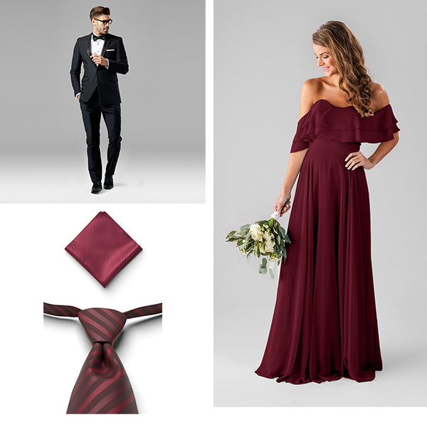 maroon and black wedding dress
