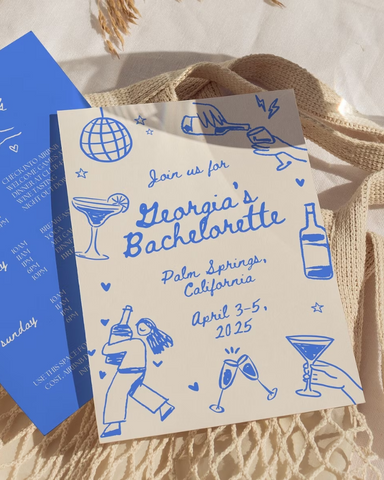 Blue Coed Bachelor and Bachelorette Party Invite