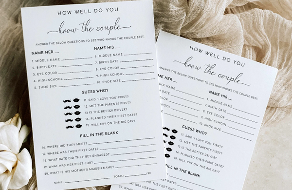 How Well Do You Know Them Engagement Party Game