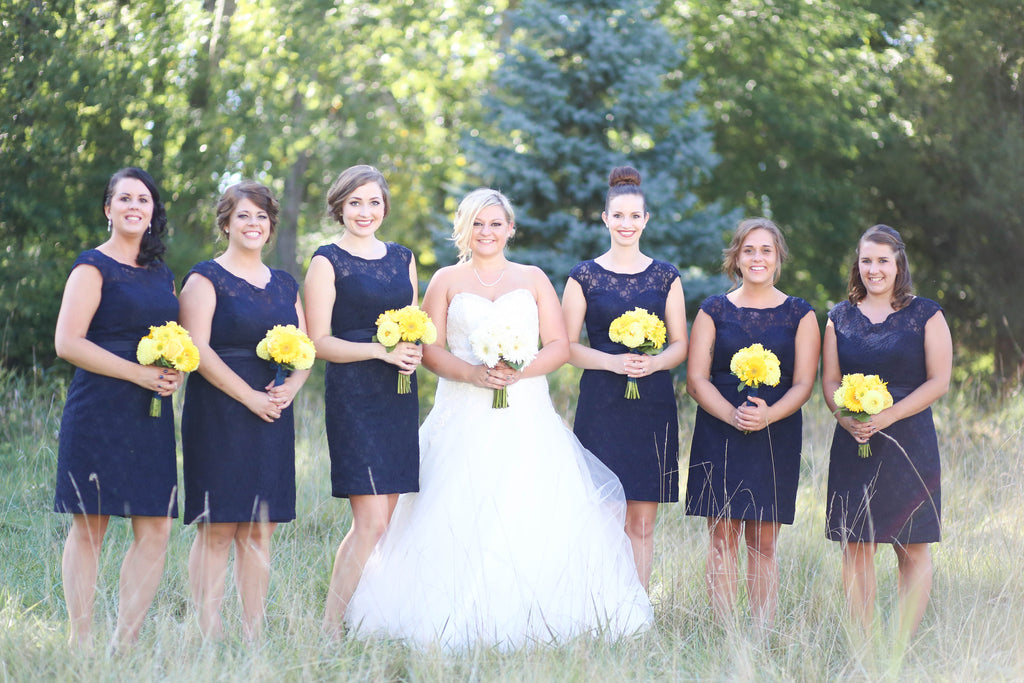 navy blue and white bridesmaid dresses