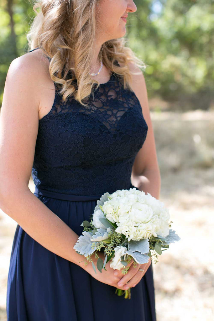 navy blue and white bridesmaid dresses