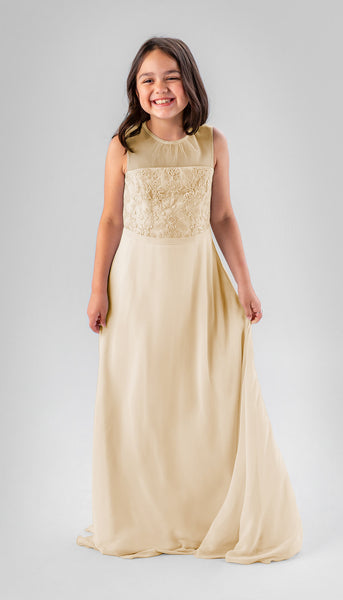 Ensley in Champagne | Chiffon Junior Bridesmaid Dresses