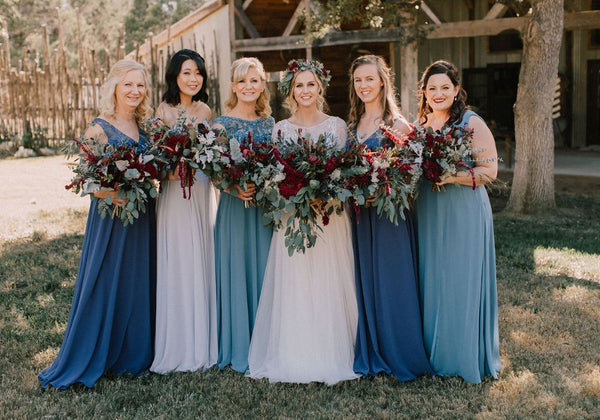 Mixed Blue Bridesmaid Dresses