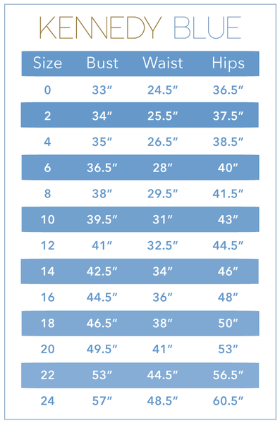 Miller Wedding Dress Size Chart