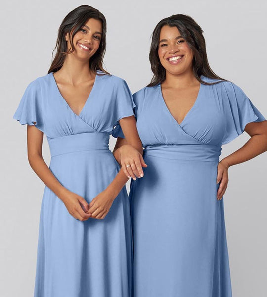 Blue Bridesmaid Dress With Sleeves