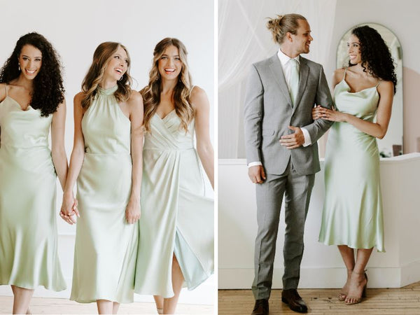 Sage Green Satin Bridesmaid Dresses