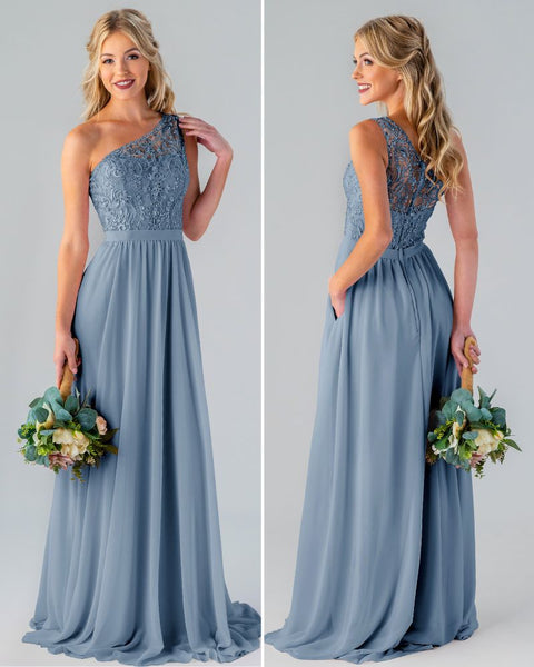 Beaded Dusty Blue Bridesmaid Dress