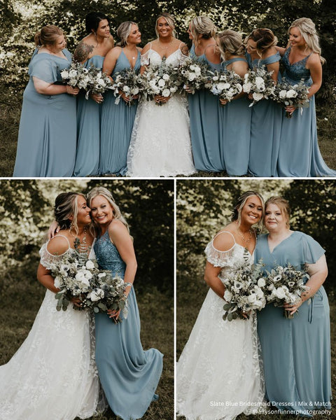 Wedding With Dusty Blue Bridesmaid Dresses