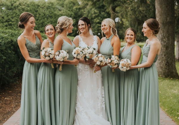 Moss Green Bridesmaid Dresses for Spring