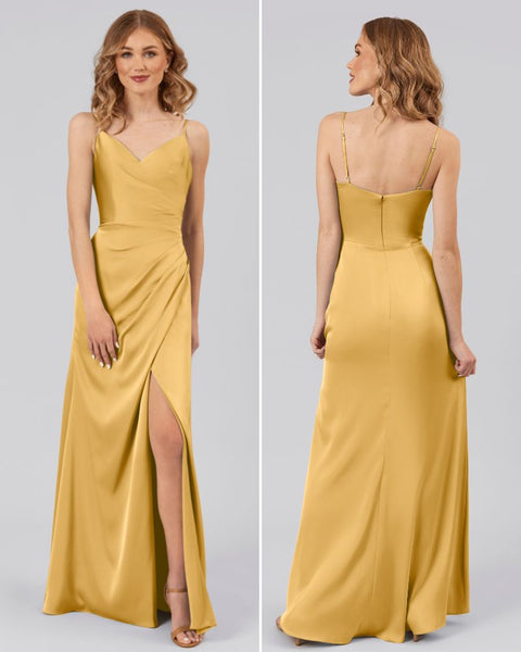 Tiffany Satin Yellow Bridesmaid Dress