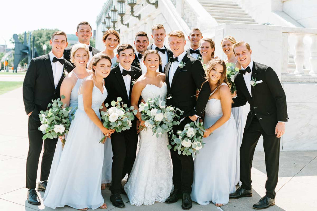 Kennedy Blue Real Weddings Bridesmaids Dresses in Fog
