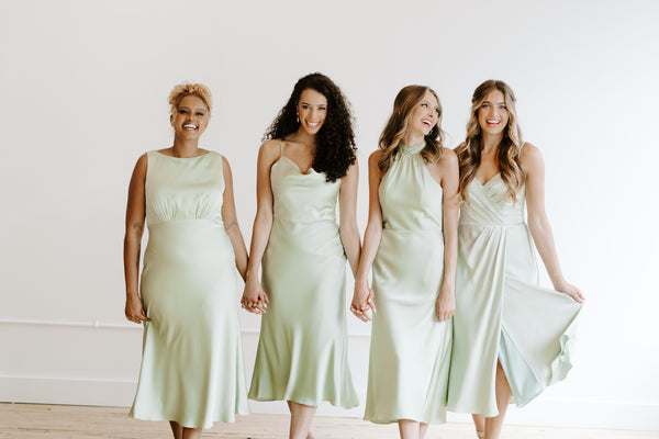 Kennedy Blue Bridesmaid Dresses in Dusty Sage Satin