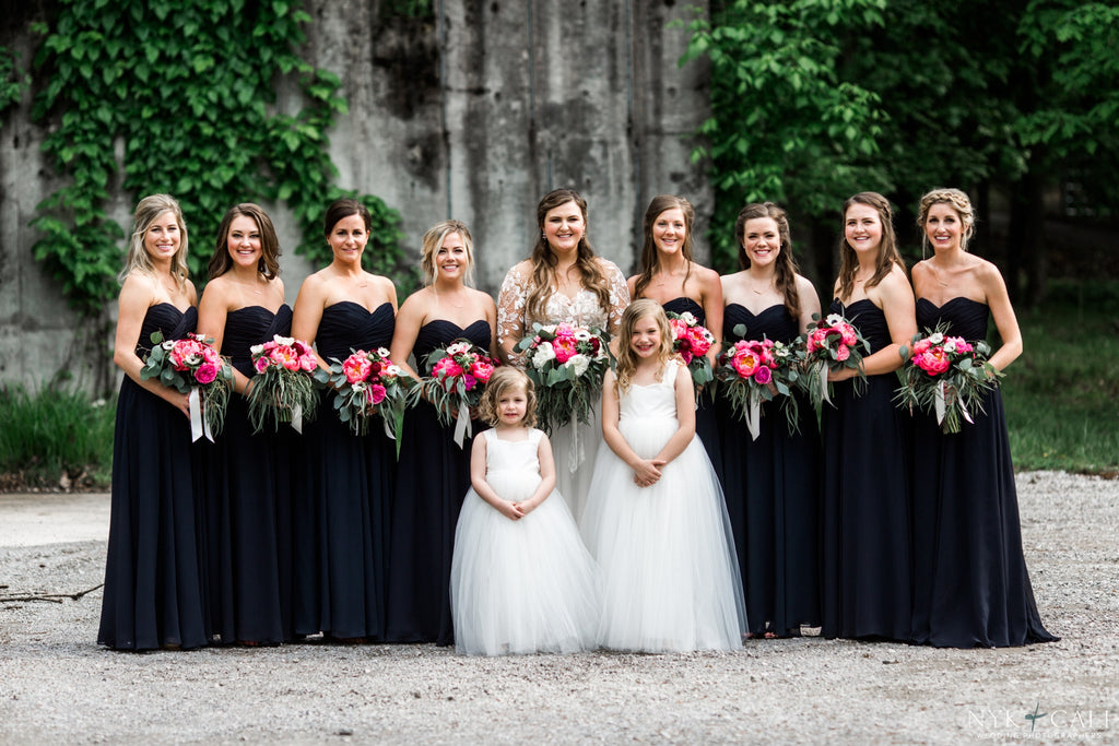 navy blue and white bridesmaid dresses
