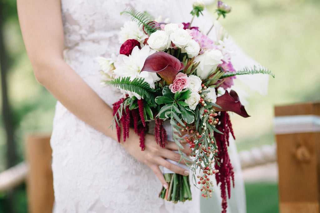 Burgundy and blush bridal bouquet 