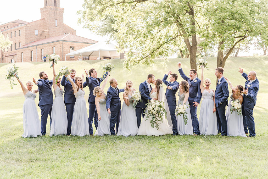 fog blue bridesmaid dresses