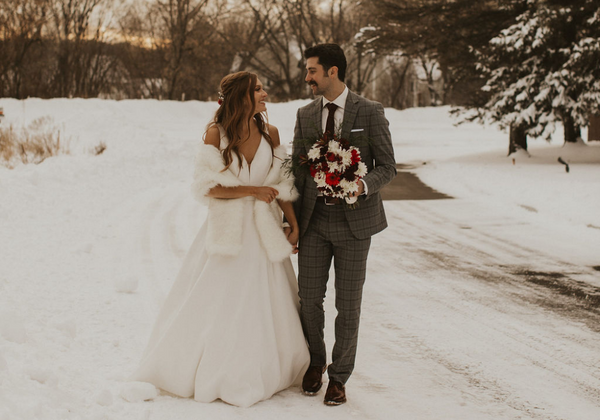 Snowy Winter Wedding Photo