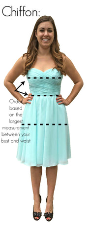 How to Measure Kennedy Blue Chiffon Bridesmaid Dresses