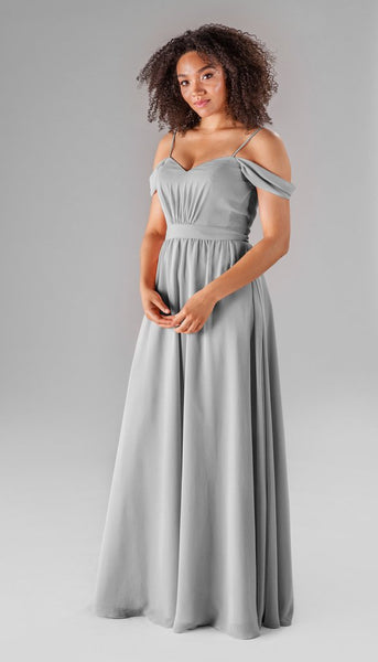 long gray bridesmaid dress