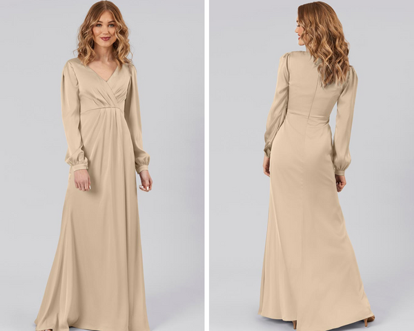 Long Sleeve Gold Bridesmaid Dresses