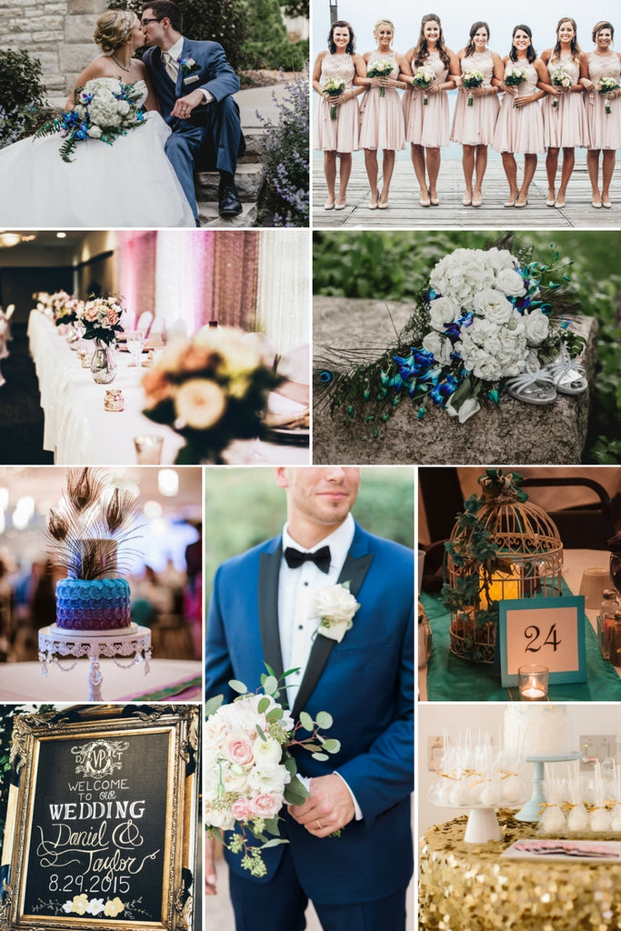 Blush, Navy, Peacock and Gold color palette | 2018 Wedding Color Palettes To Inspire Your Big Day | Kennedy Blue