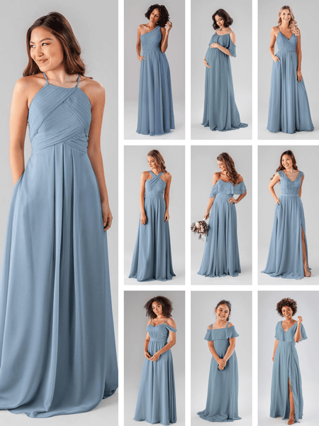grey and blue bridal dress