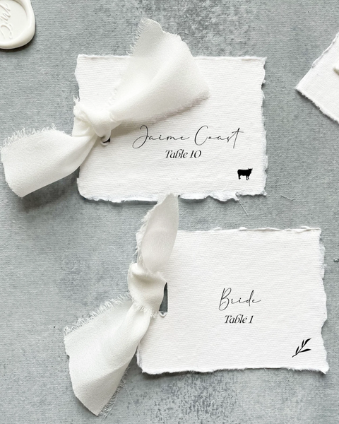 Wedding Place Cards with Meal Choice