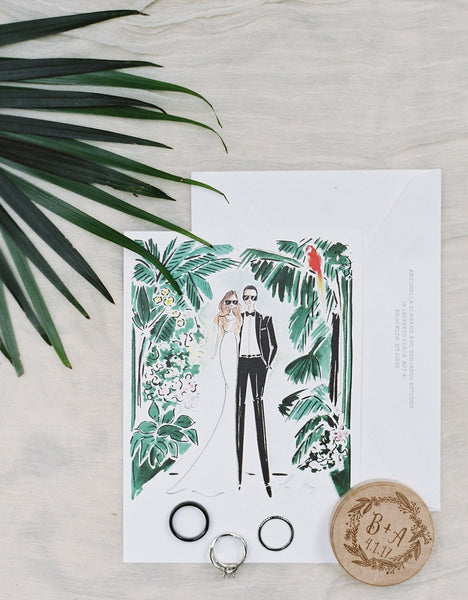 A cute and on-theme wedding invitation for a tropical destination wedding | Your Ultimate Guide to Planning a Destination Wedding | Kennedy Blue