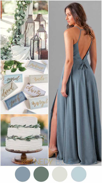 slate blue grey bridesmaid dresses