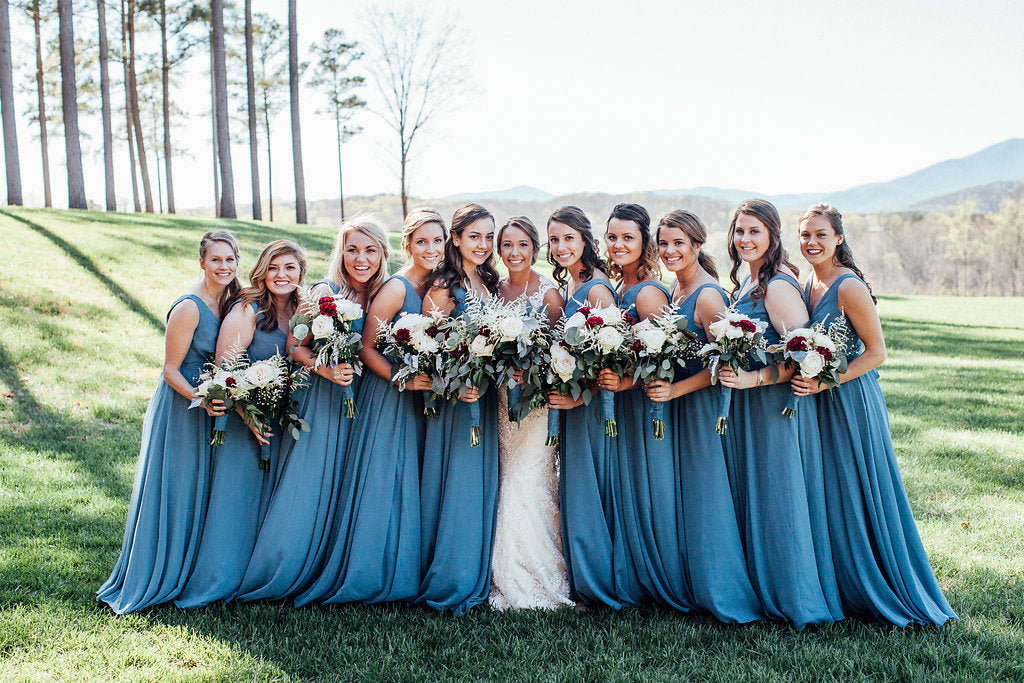 Slate blue bridesmaid dresses look stunning for this outdoor wedding | Your Ultimate Guide to Planning your Dream Destination Wedding | Kennedy Blue | Bram Vandermark Photography