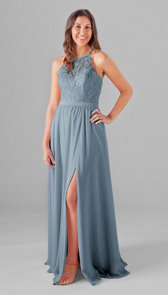 smokey blue bridesmaid dresses