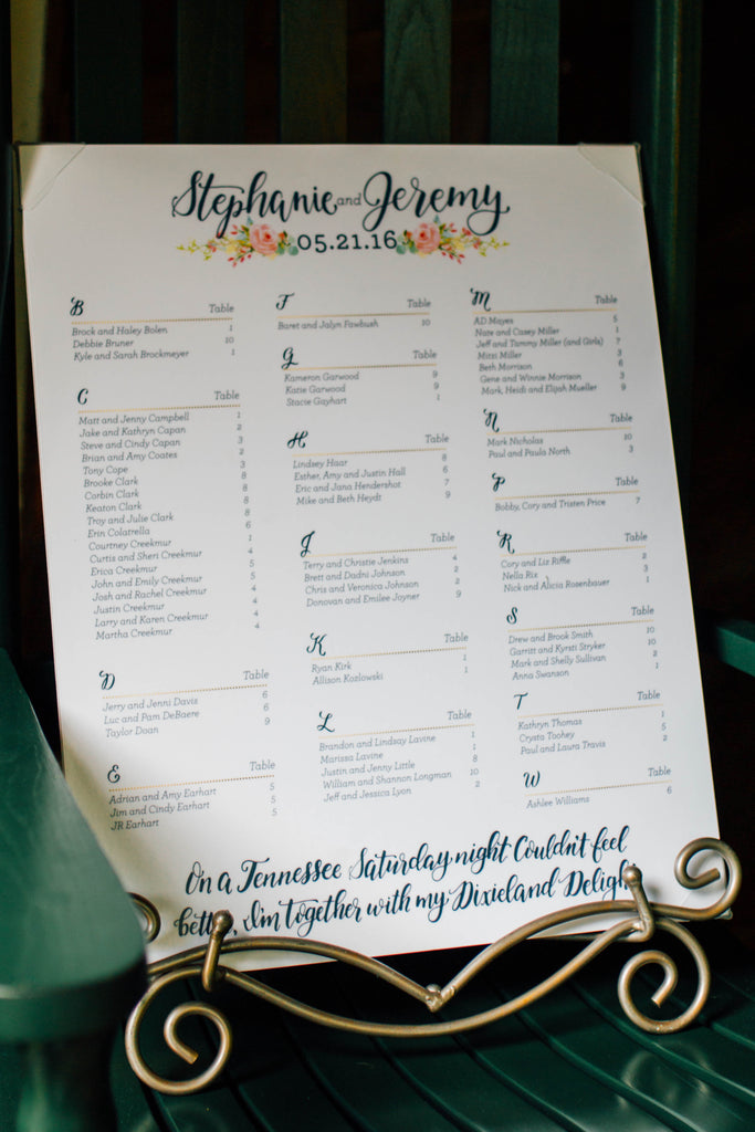 A cute wedding seating chart! | A Charming Tennessee Wedding | Kennedy Blue 
