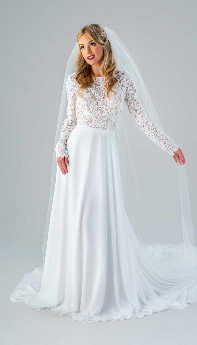 Long Sleeve Wedding Dress | Kennedy Blue Cleo Sample Dress - 6 / Ivory ...