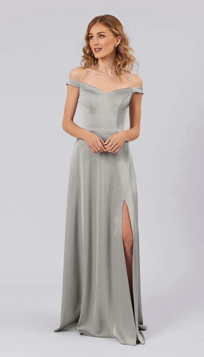 Light blue gray sales bridesmaid dress