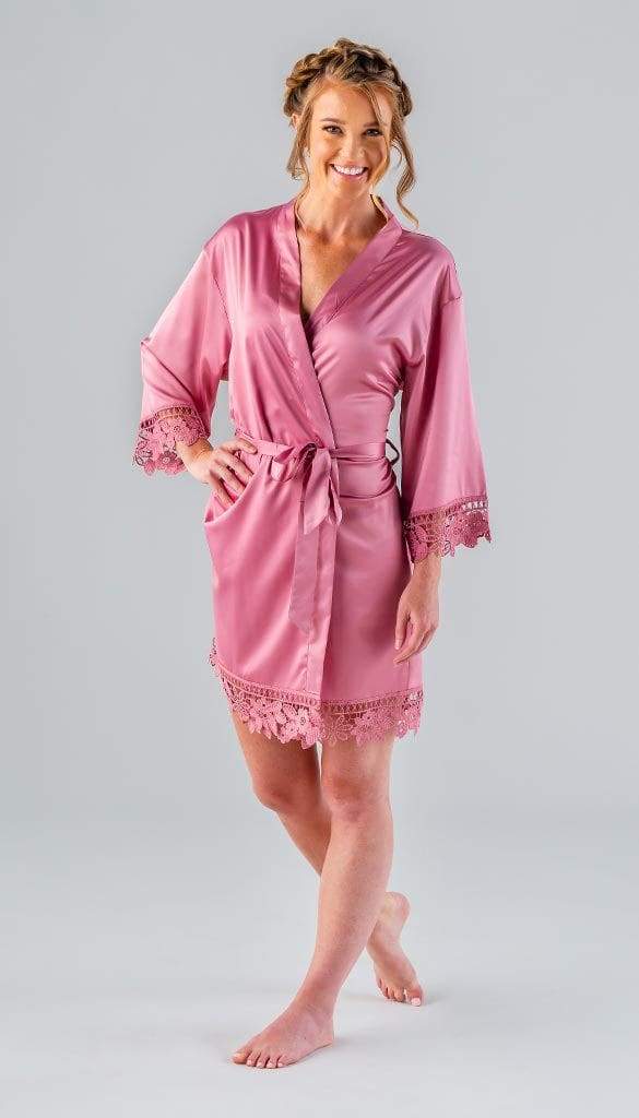 Kenny Dusty Pink Ruffle Satin Robe