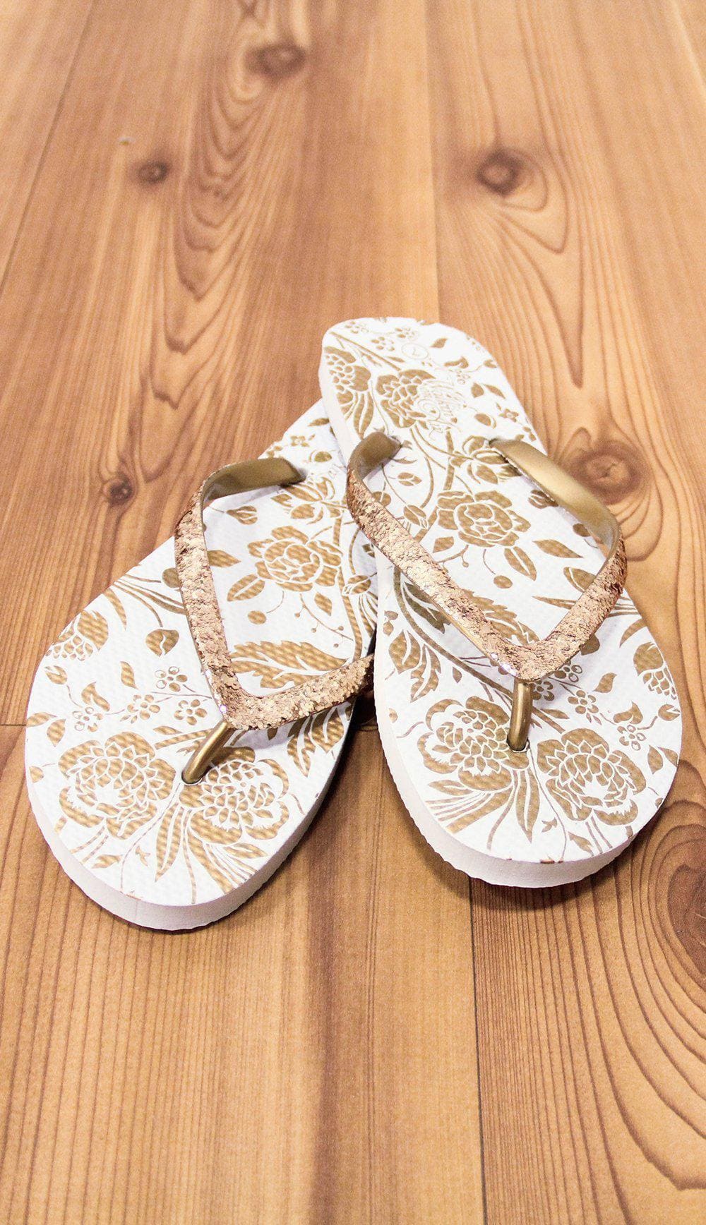 gold flip flops wedding