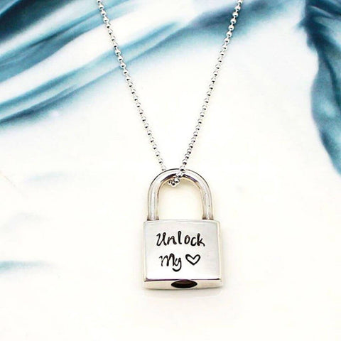 Padlock pendant necklace with custom engraving by OurCoordinates