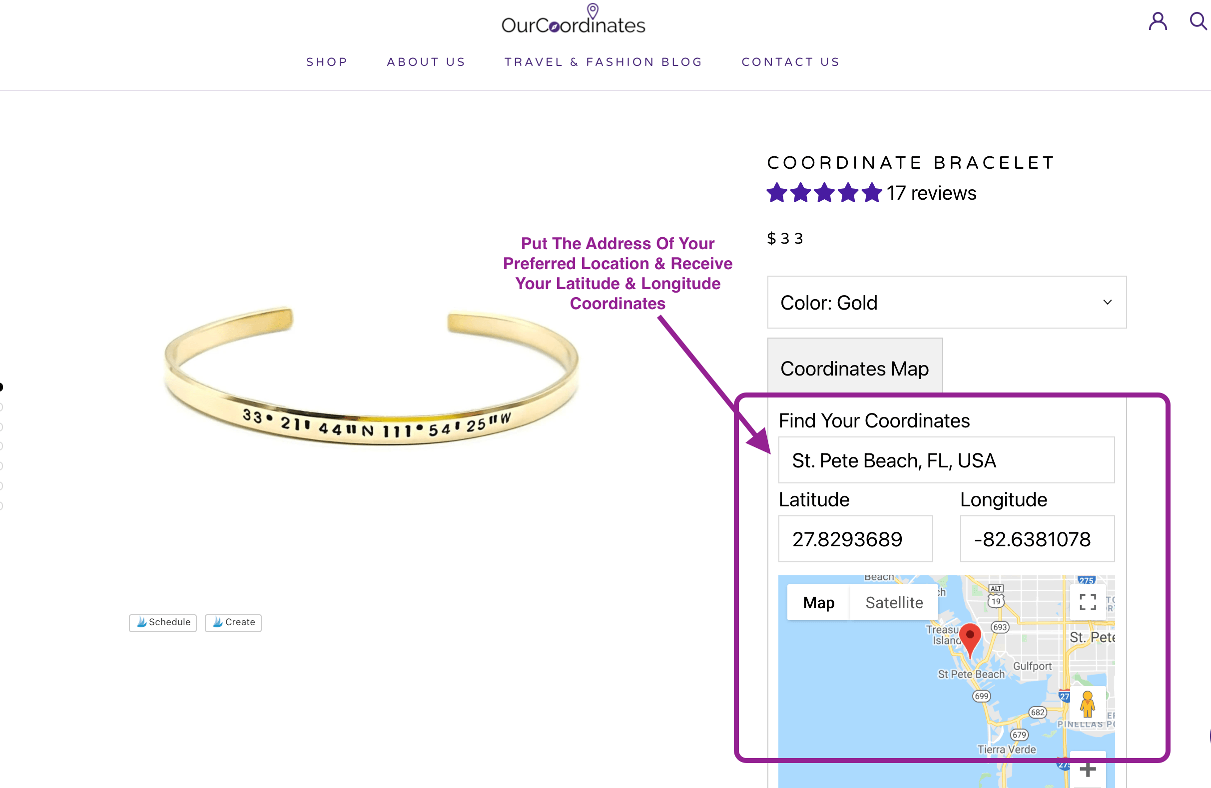 Adding personalization to your OurCoordinates jewelry order