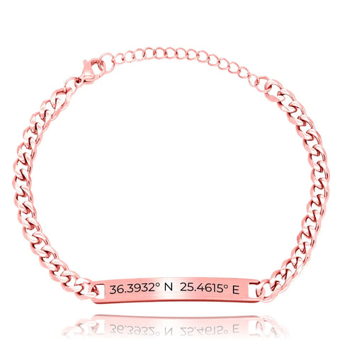 Personalized Chain Link Coordinates Bracelet, Rose Gold