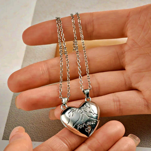 Silver Magnetic Pinky Promise Necklace, Both Halves Connected - OurCoordinates
