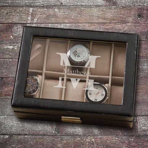 monogrammed watch and jewelry box for him - OurCoordinates