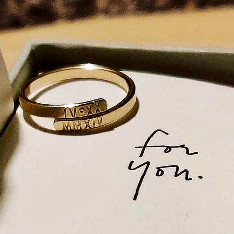 Engraved double name ring - OurCoordinates