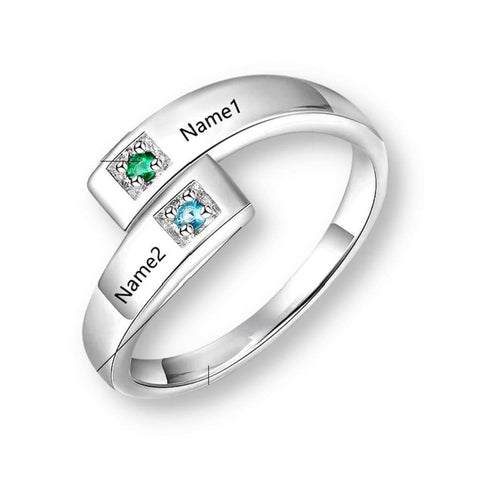 engraved birthstone ring - OurCoordinates