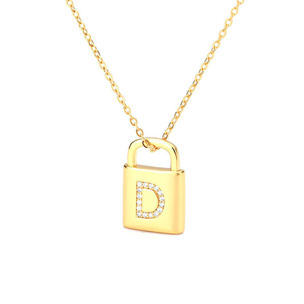 Alphabet S Lock Pendant Necklace - Initial Collection