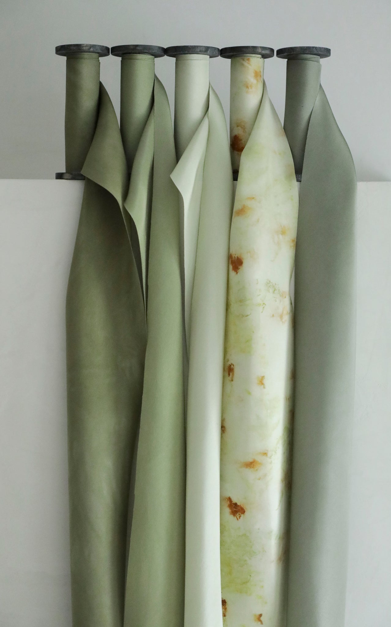 hand dyed silk ribbon, naturally dyed silk ribbon, green ribbon