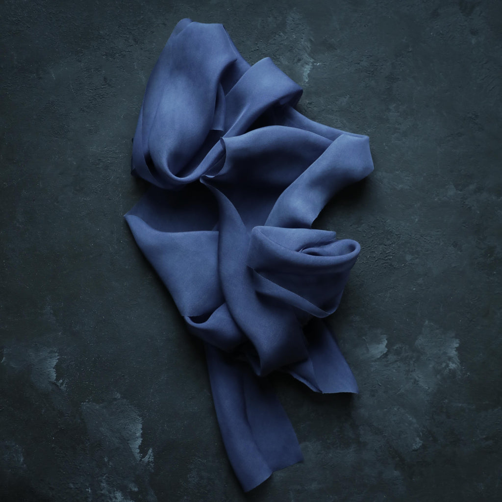 Dusty blue silk habotai ribbon – Wisteria and Vine