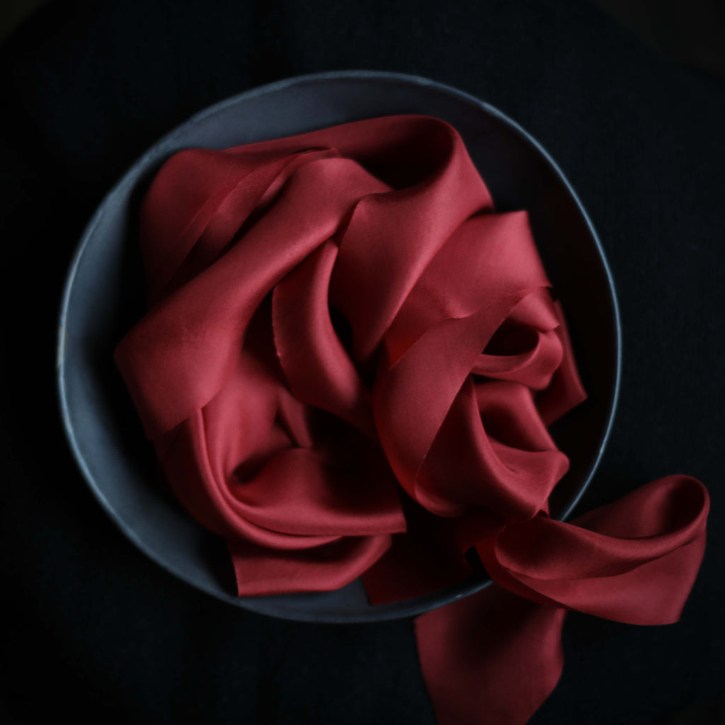 Sedona, Sandstone-Red Silk Ribbon – Nettle + Silk