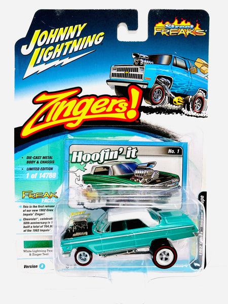 JOHNNY LIGHTNING STREET FREAKS ZINGER 1962 CHEVY IMPALA COUPE WHITE LI –  Jcardiecast